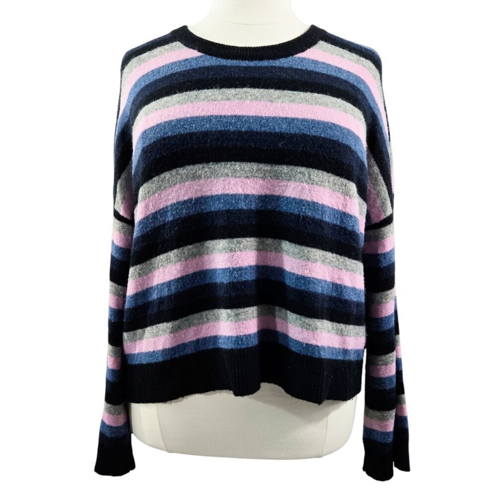 Madewell Cardiff Striped Crewneck Sweater Coziest Yarn Multicolor Slouchy K5562
